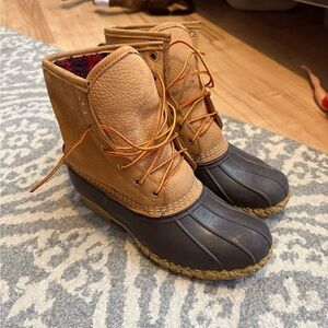 L.L. Bean Tan and Black Winter Boots